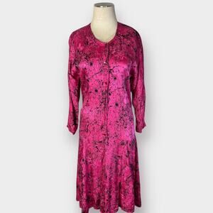80s Mistero pink & black drop waist dress Size‎ S